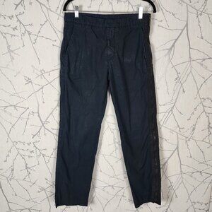 Bikkembergs Navy Twill Mid Rise Side Zipper Tapered Leg Pants